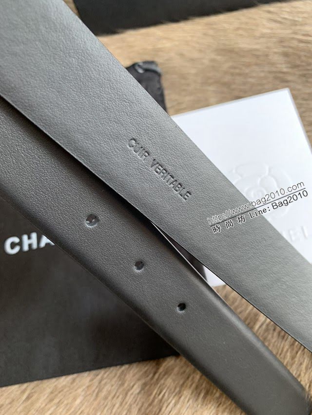 Chanel女士皮帶 香奈兒小香鑽圈雙面用小牛皮腰帶  jjp1176